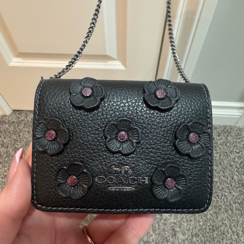 Coach Black Crossbody Bag with Floral Accents